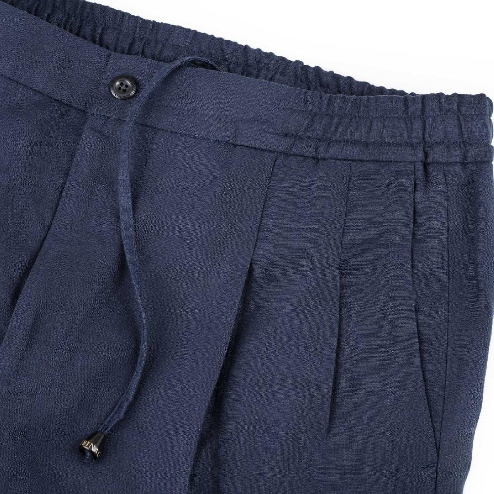 Rubinacci Pantalone Leisure In Lino Blu