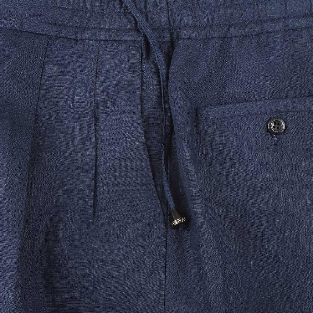 Rubinacci Pantalone Leisure In Lino Blu