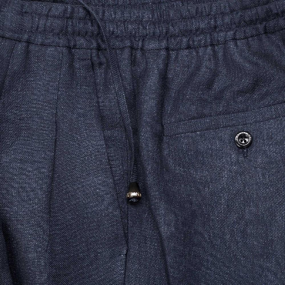 Rubinacci Pantalone Leisure In Lino Blu