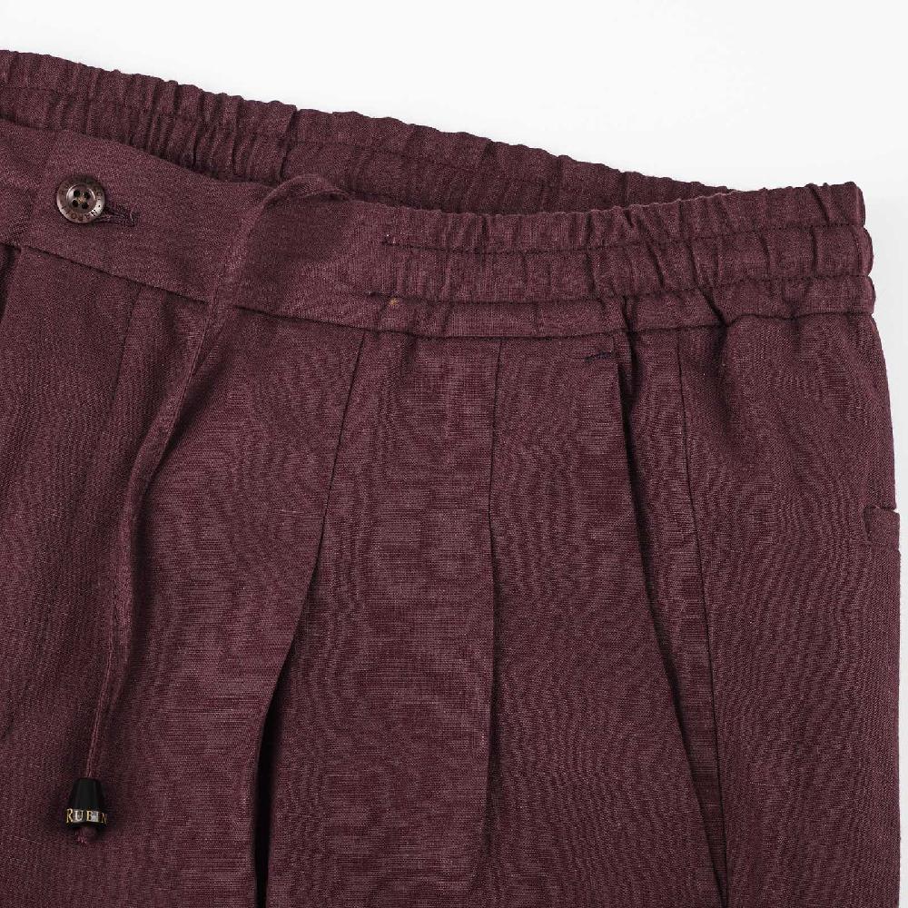 Rubinacci Pantalone Leisure In Lino Bordeaux