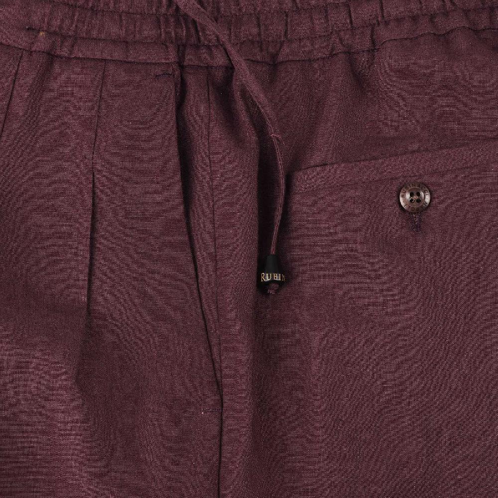 Rubinacci Pantalone Leisure In Lino Bordeaux