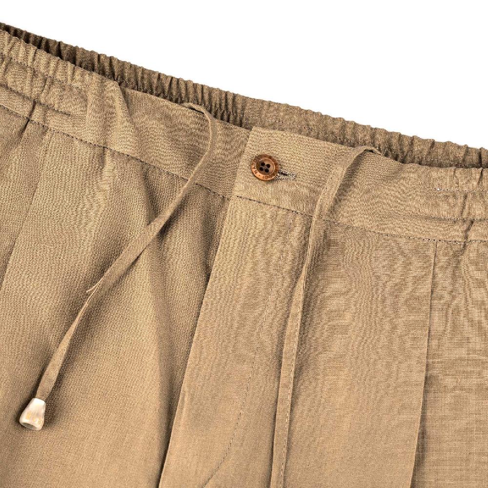 Rubinacci Pantalone Leisure In Lino Quercia