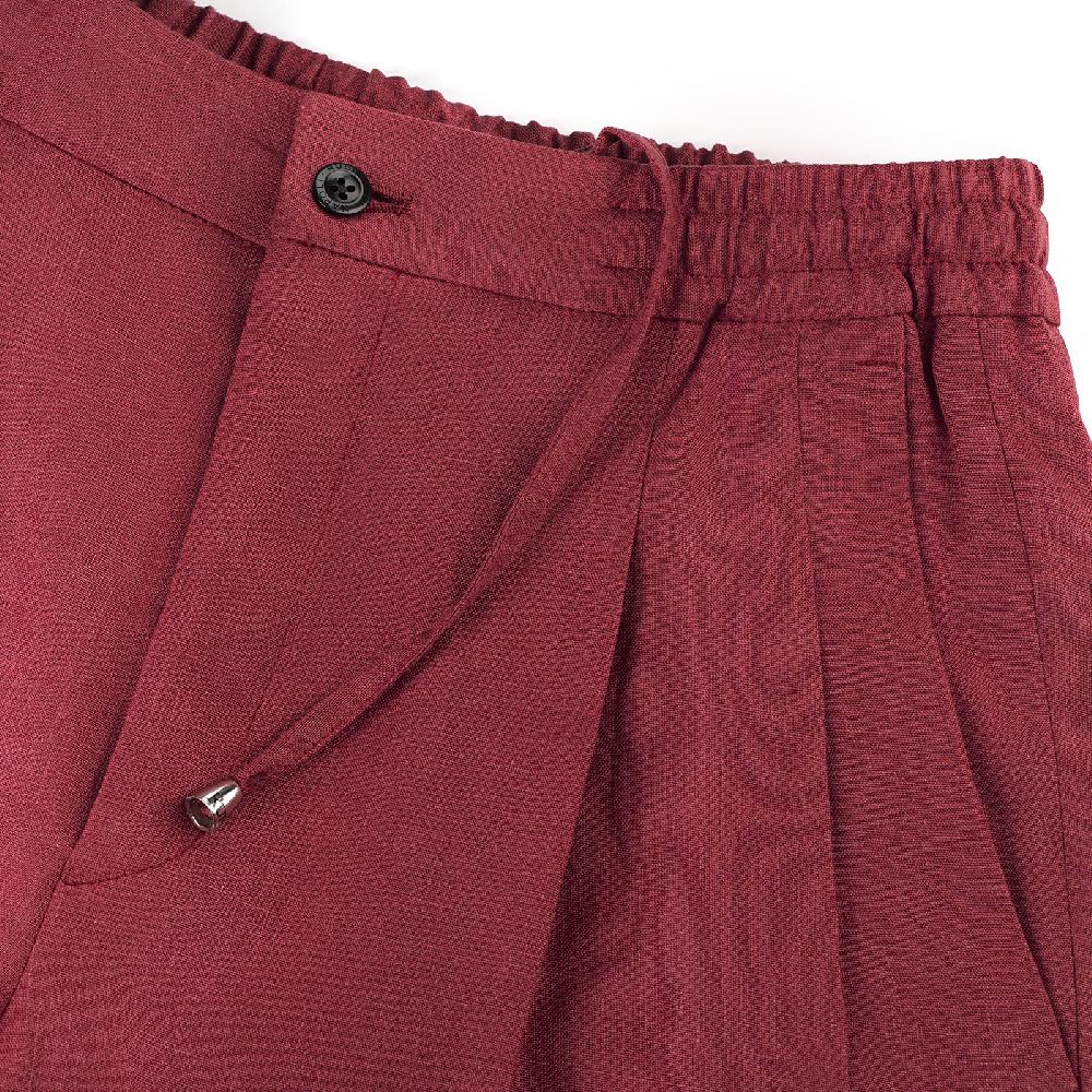 Rubinacci Pantalone Leisure In Lino Rosso