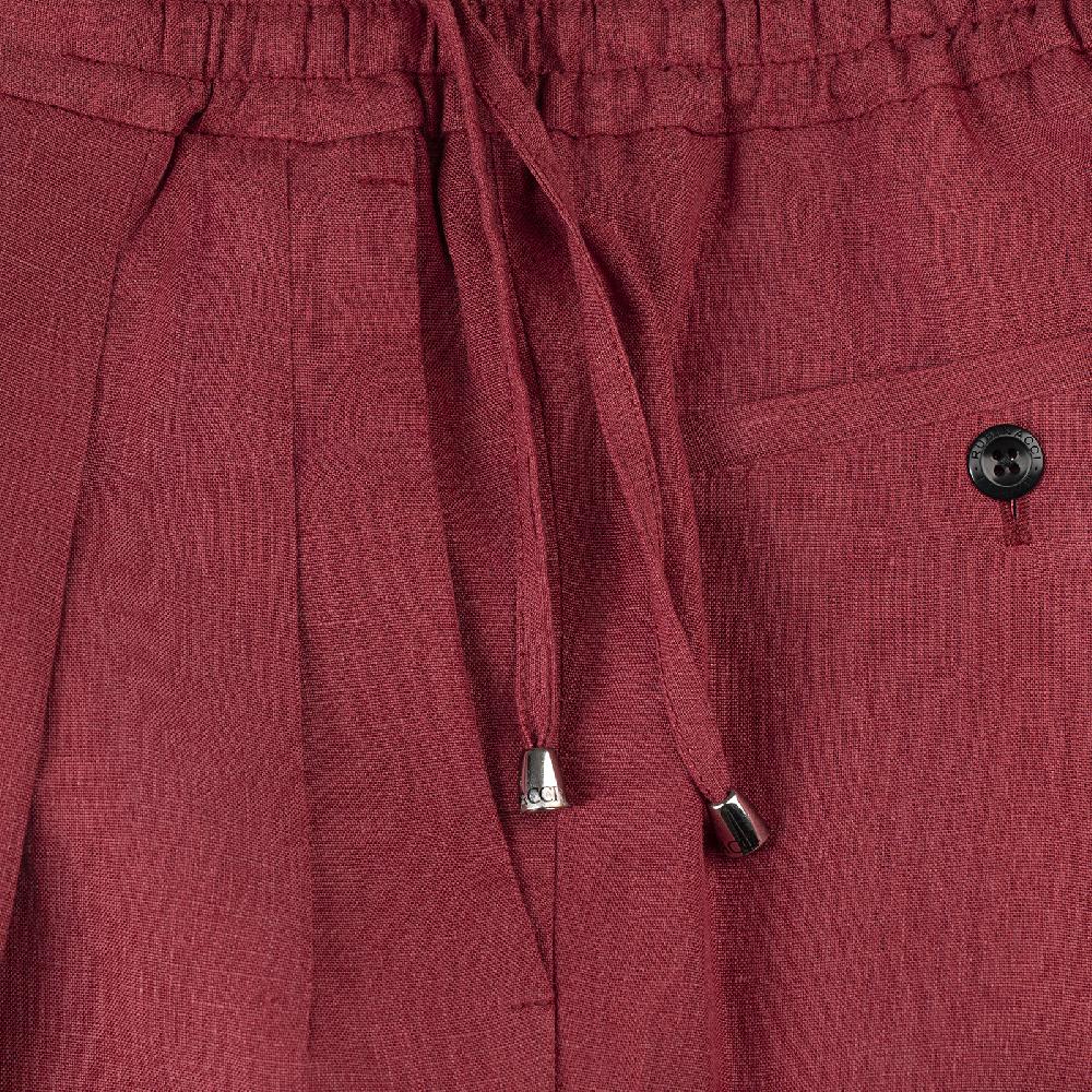 Rubinacci Pantalone Leisure In Lino Rosso