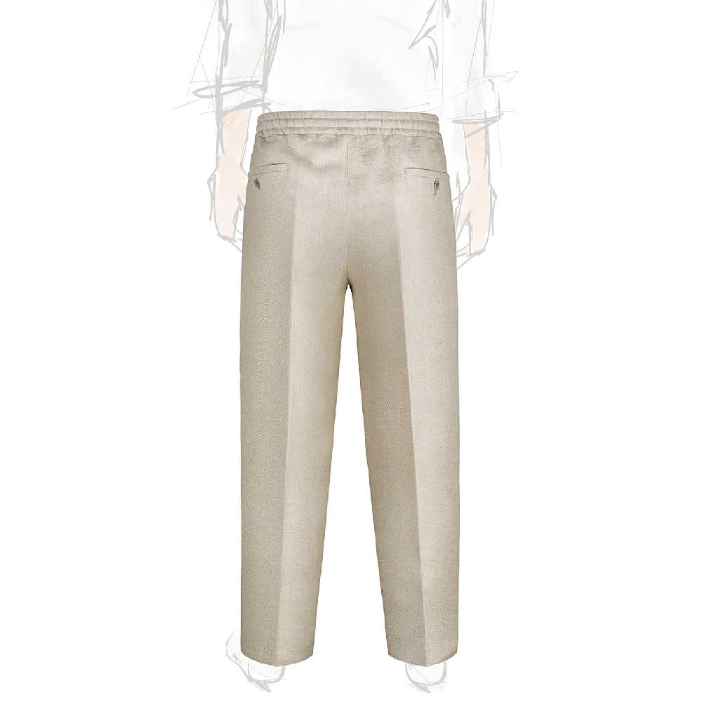 Rubinacci Pantalone Leisure In Lino Spigato Beige