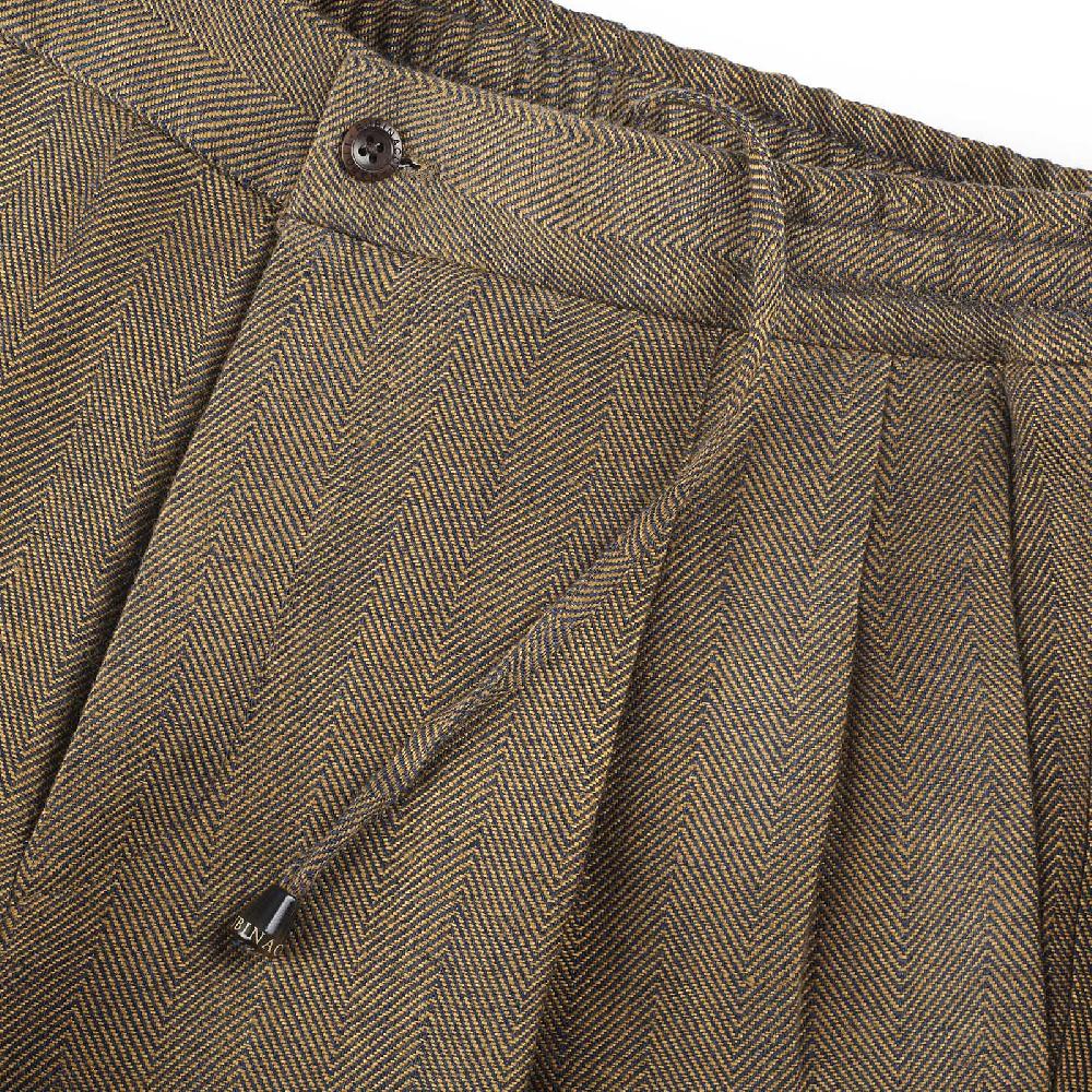 Rubinacci Pantalone Leisure In Lino Spigato Ocra