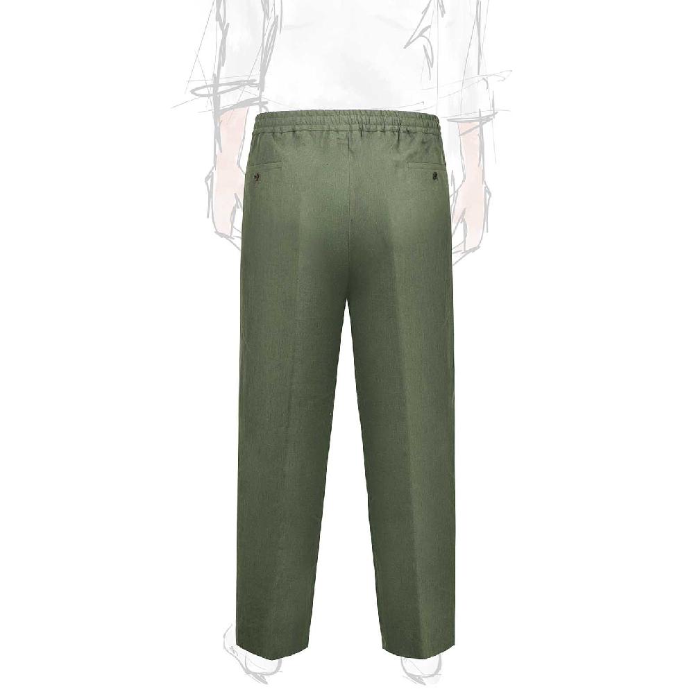 Rubinacci Pantalone Leisure In Lino Verde