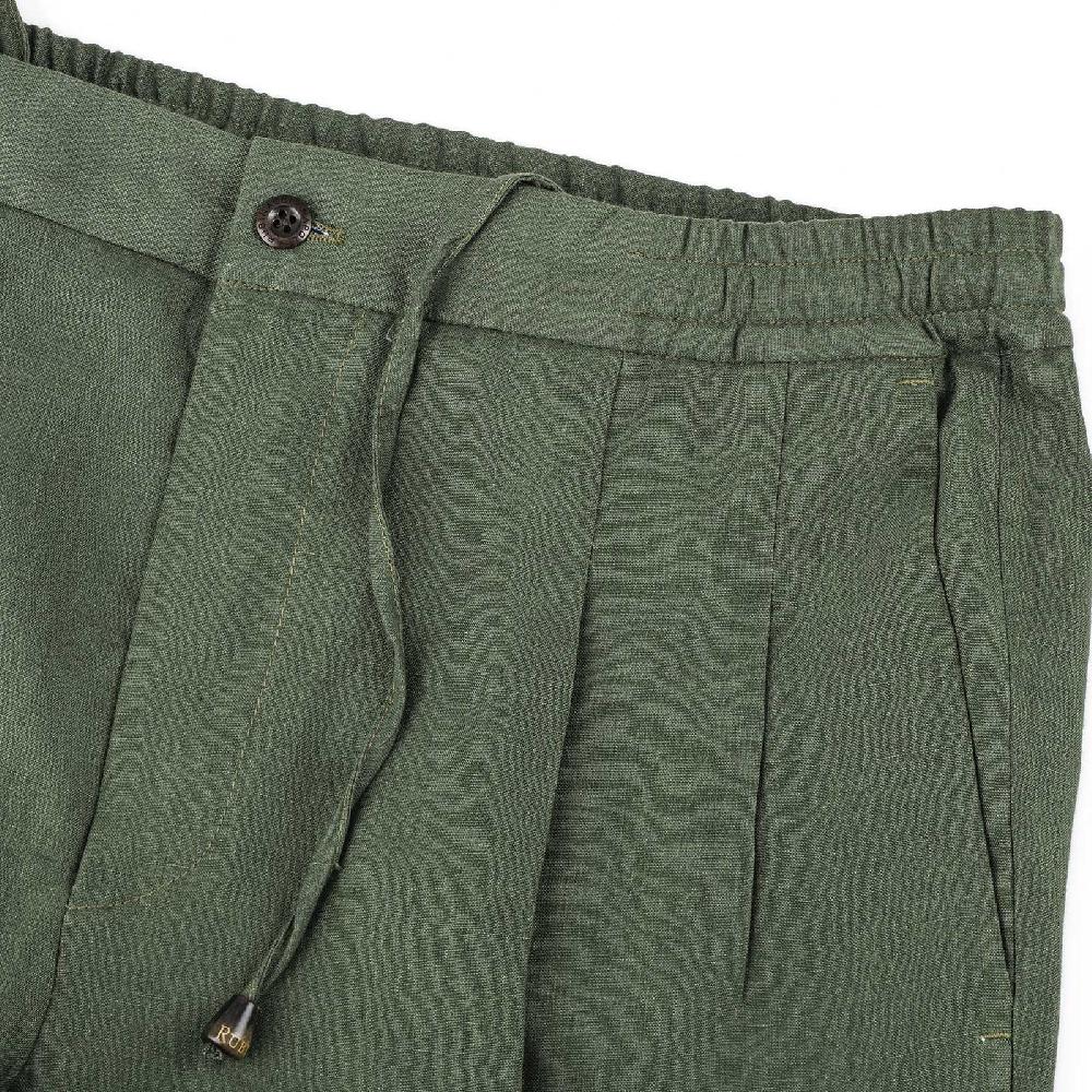 Rubinacci Pantalone Leisure In Lino Verde
