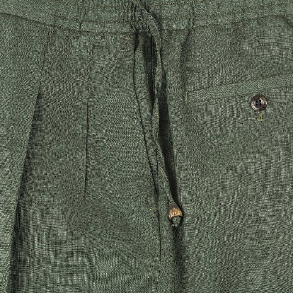 Rubinacci Pantalone Leisure In Lino Verde