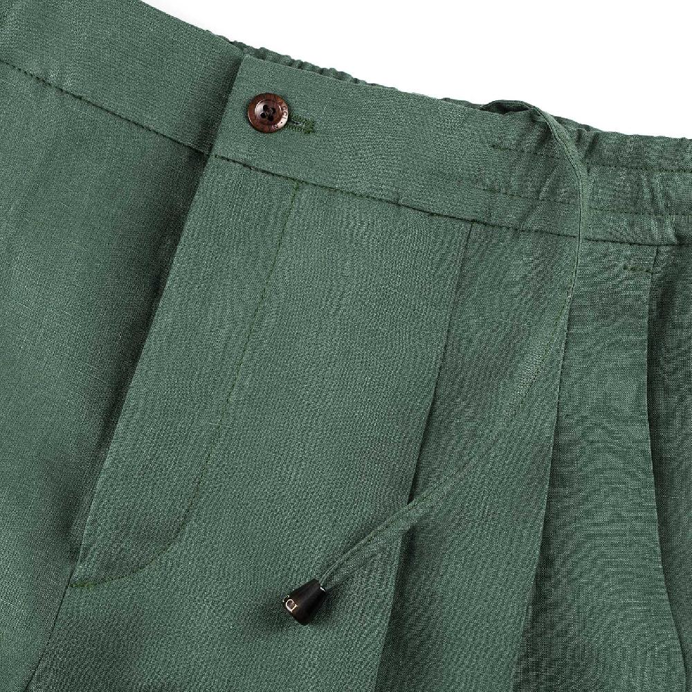 Rubinacci Pantalone Leisure In Lino Verde