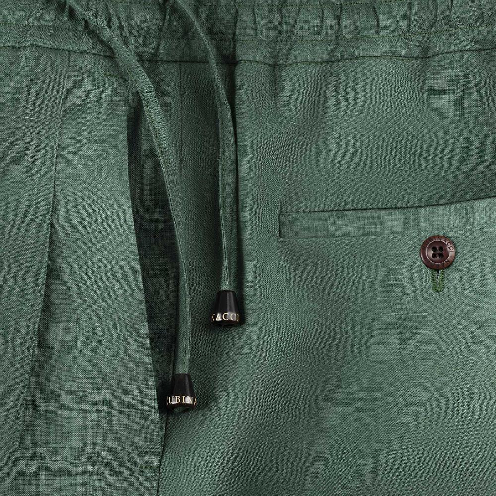 Rubinacci Pantalone Leisure In Lino Verde