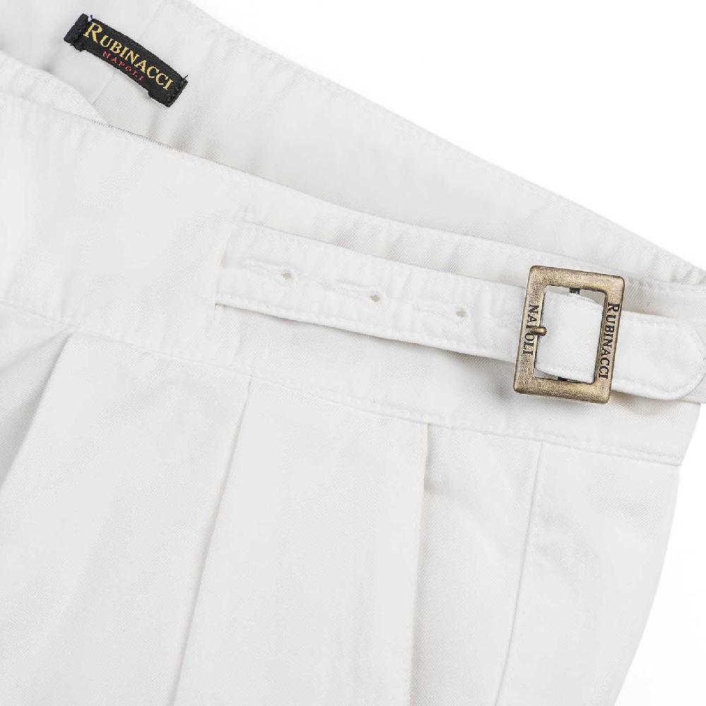 Rubinacci Pantalone Manny In Cotone Bianco