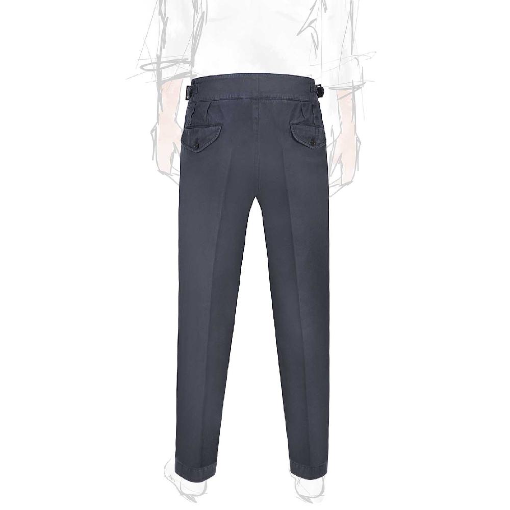 Rubinacci Pantalone Manny In Cotone Blu Navy