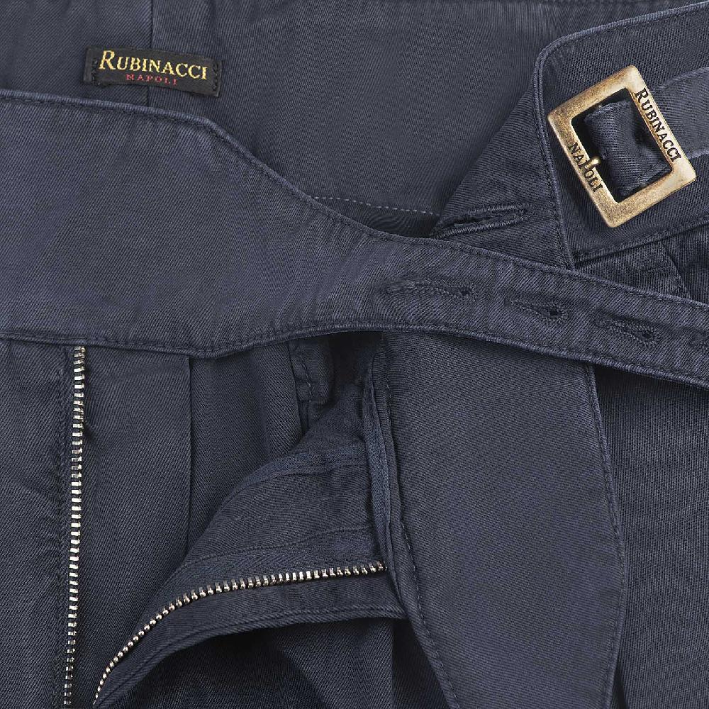 Rubinacci Pantalone Manny In Cotone Blu Navy