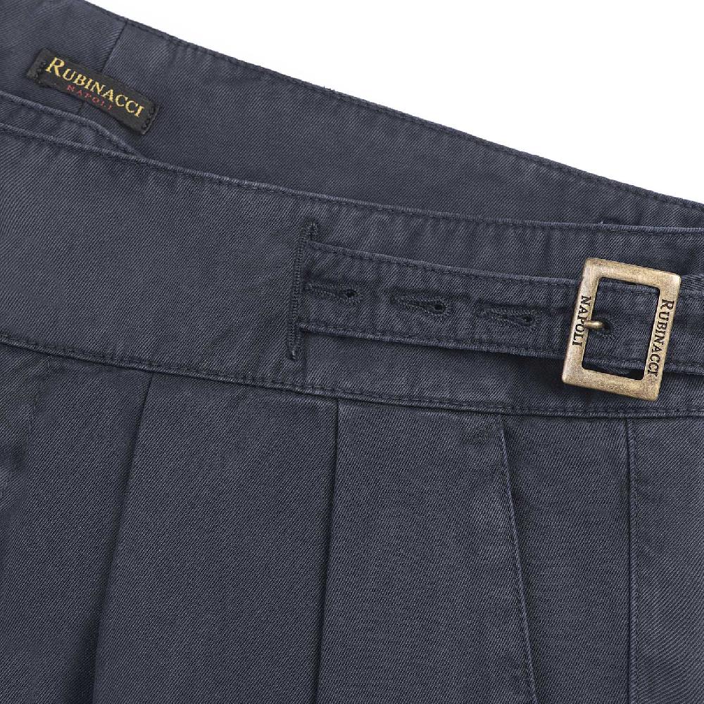 Rubinacci Pantalone Manny In Cotone Blu Navy