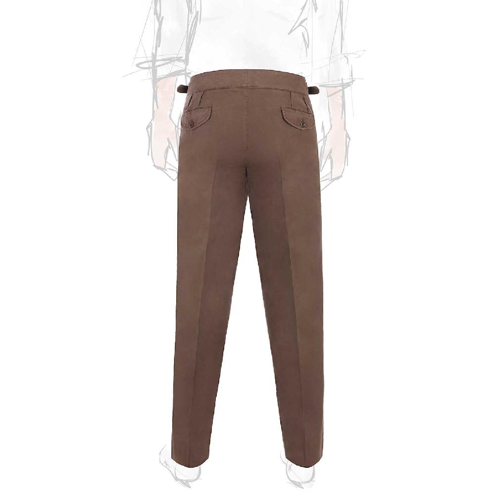 Rubinacci Pantalone Manny In Cotone Marrone
