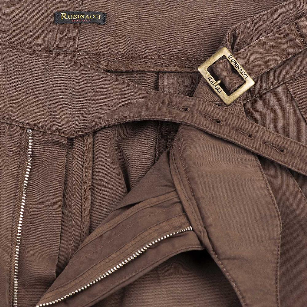 Rubinacci Pantalone Manny In Cotone Marrone