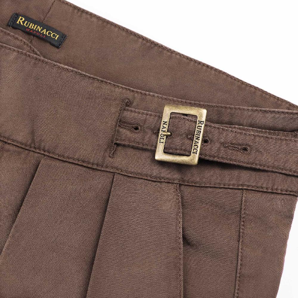 Rubinacci Pantalone Manny In Cotone Marrone