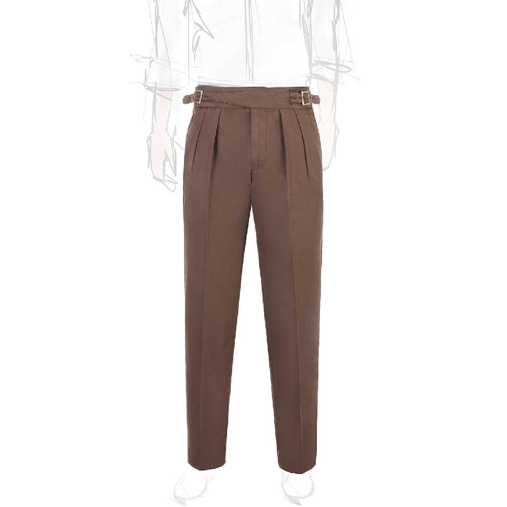 Rubinacci Pantalone manny in cotone marrone