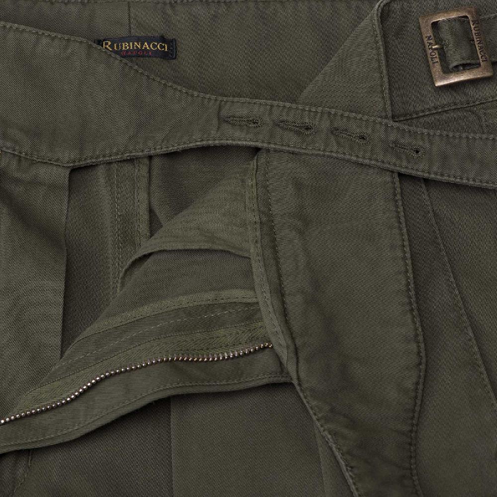 Rubinacci Pantalone Manny In Cotone Verde Militare