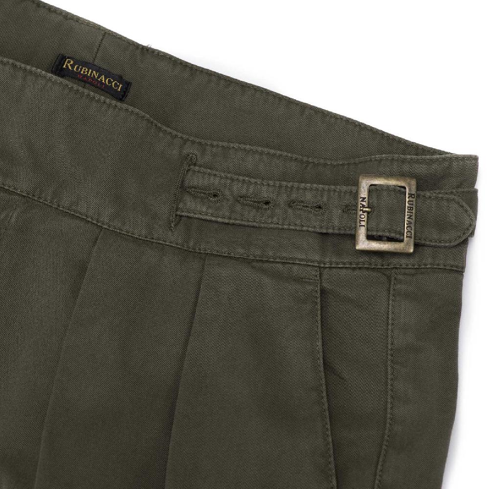 Rubinacci Pantalone Manny In Cotone Verde Militare
