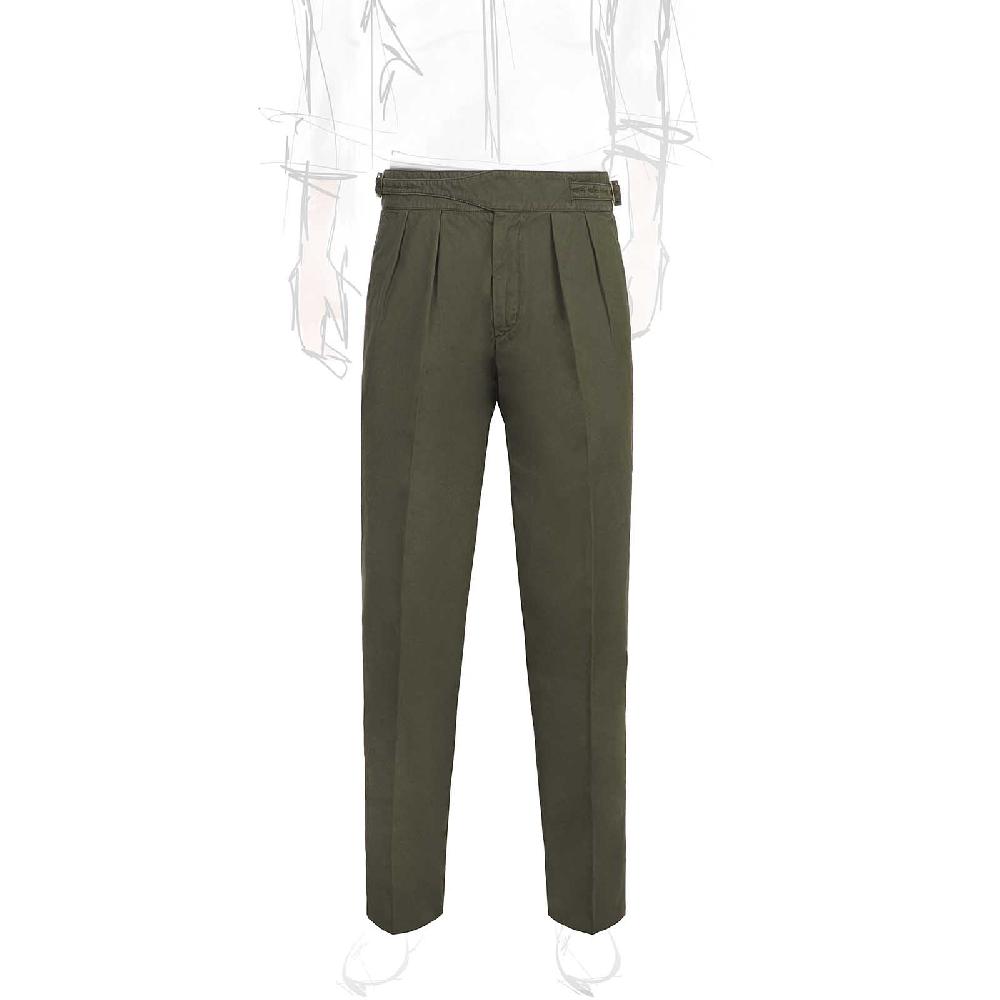 Rubinacci Pantalone manny in cotone verde militare
