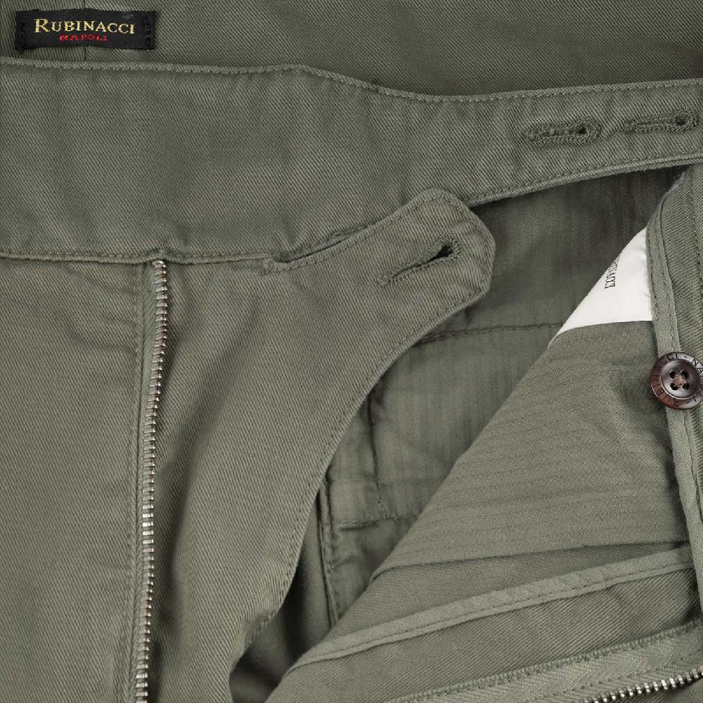 Rubinacci Pantalone Manny In Cotone Verde Oliva
