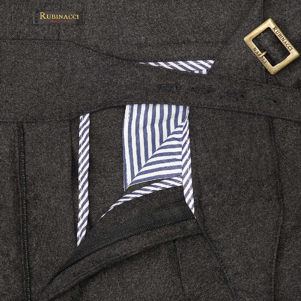 Rubinacci Pantalone Manny In Flanella Grigio Scuro