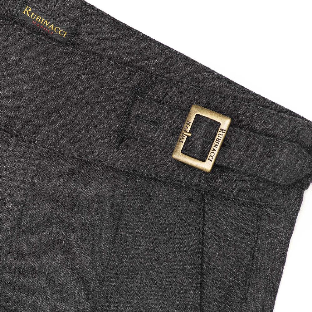 Rubinacci Pantalone Manny In Flanella Grigio Scuro