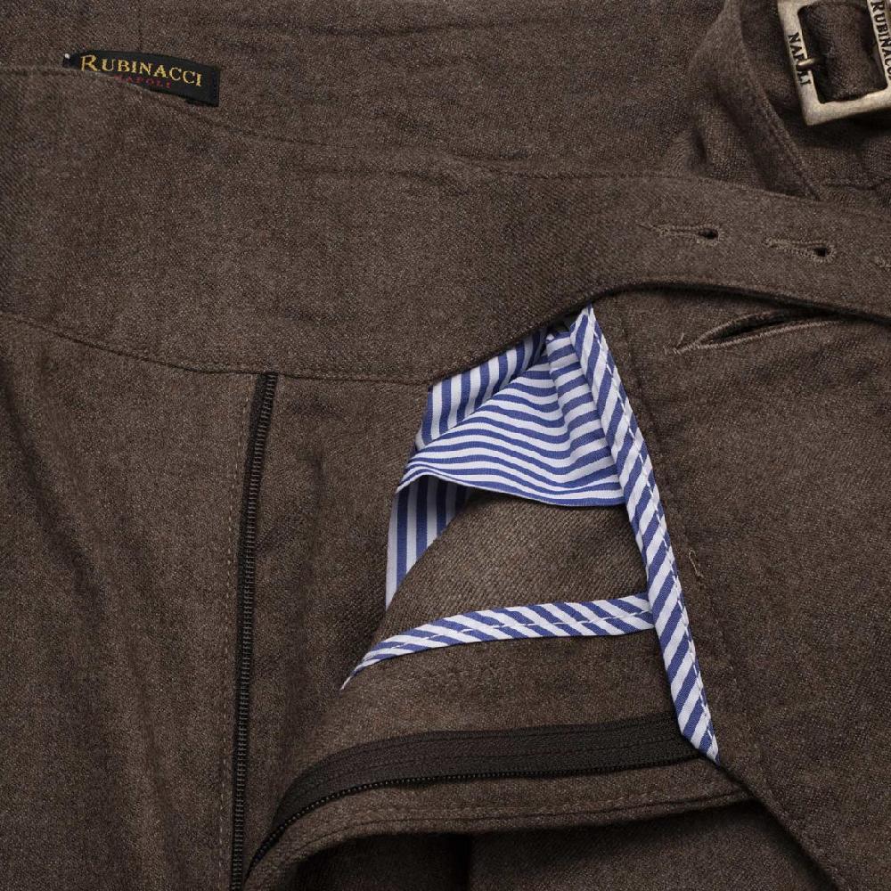 Rubinacci Pantalone Manny In Flanella Nocciola