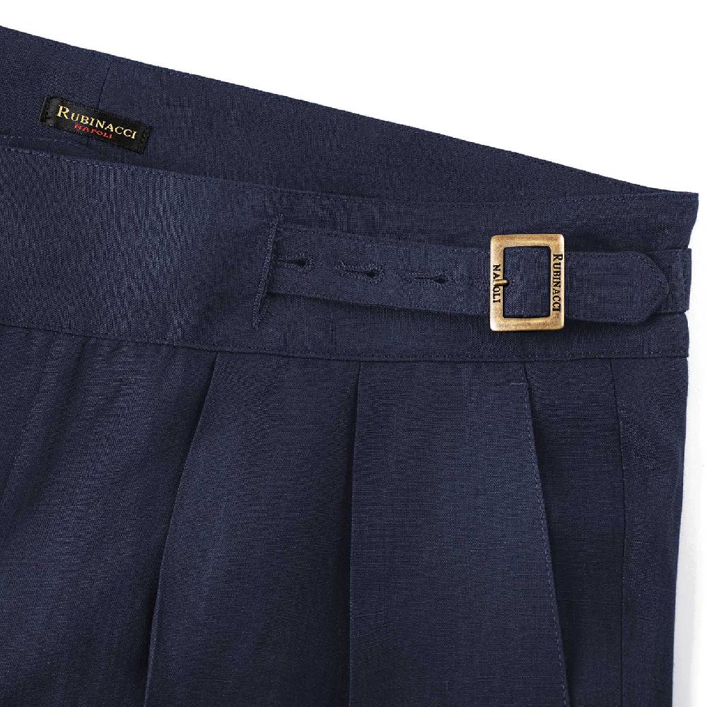Rubinacci Pantalone Manny In Hopsack Blu