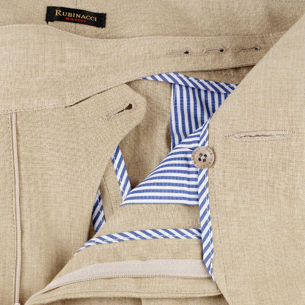 Rubinacci Pantalone Manny In Lino Beige