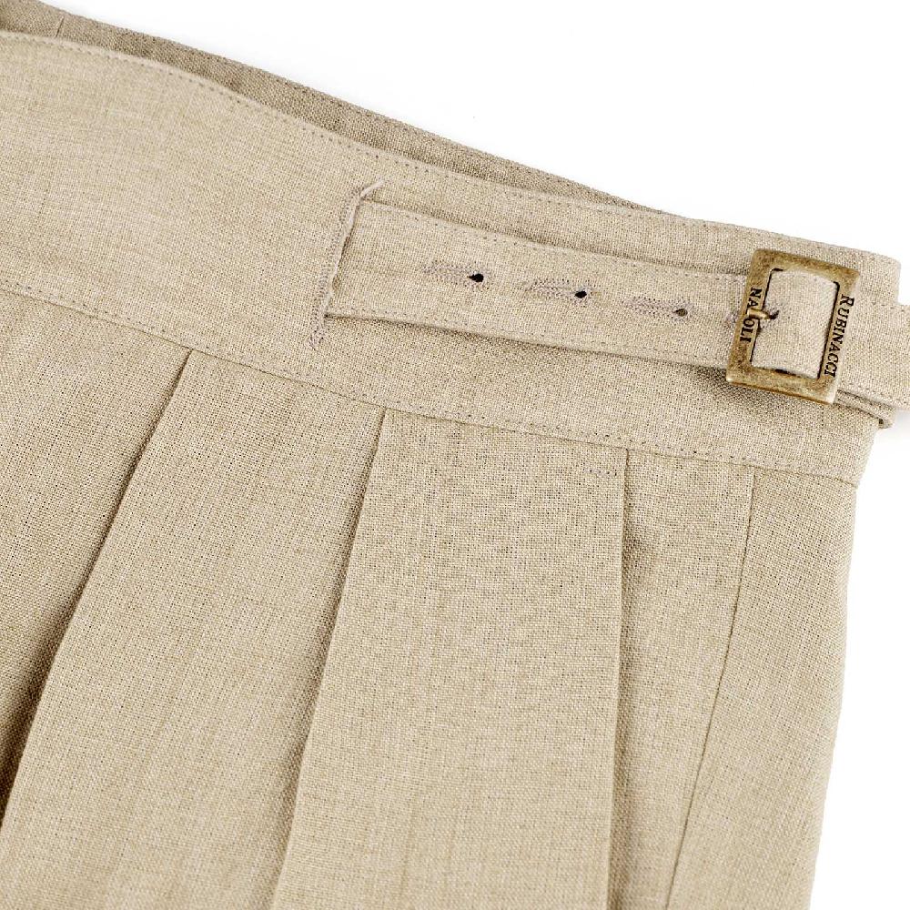 Rubinacci Pantalone Manny In Lino Beige