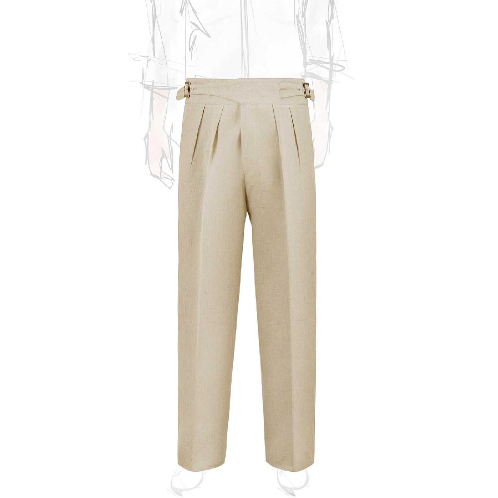 Rubinacci Pantalone manny in lino beige