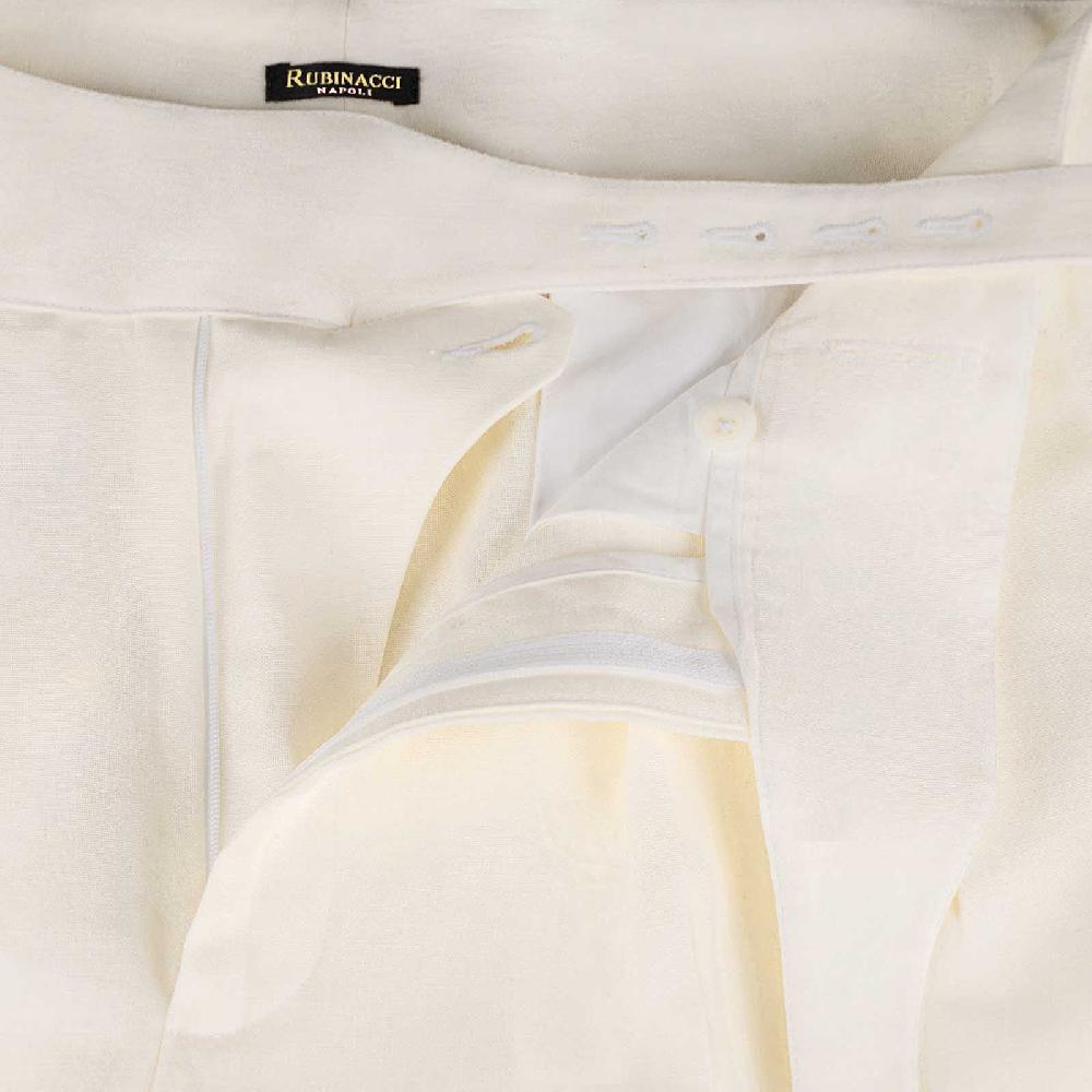 Rubinacci Pantalone Manny In Lino Bianco