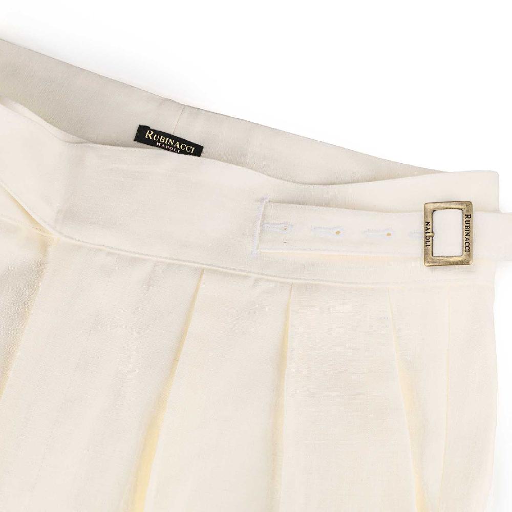 Rubinacci Pantalone Manny In Lino Bianco
