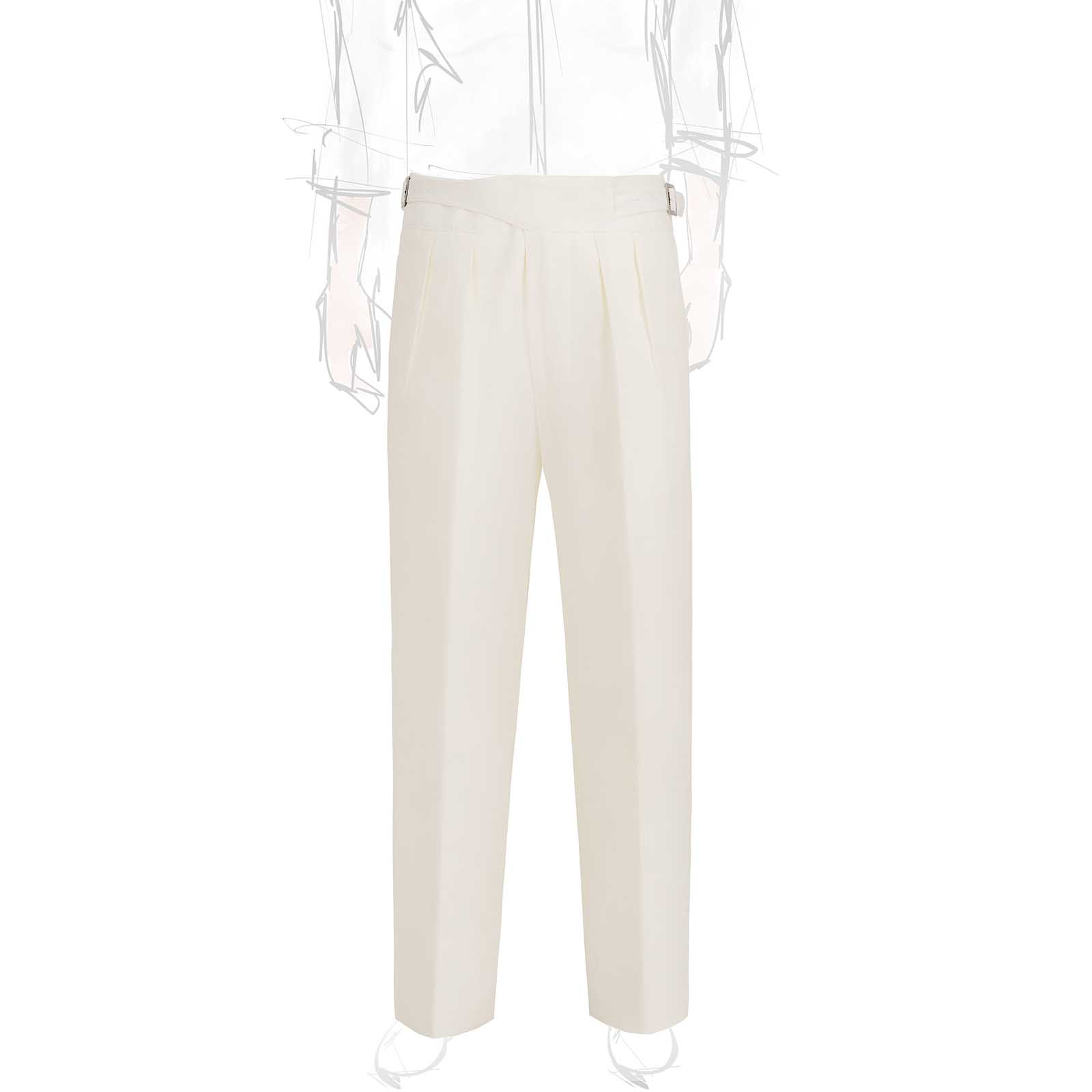 Rubinacci Pantalone manny in lino bianco