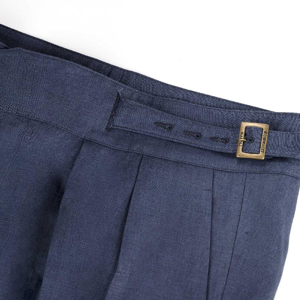 Rubinacci Pantalone Manny In Lino Blu