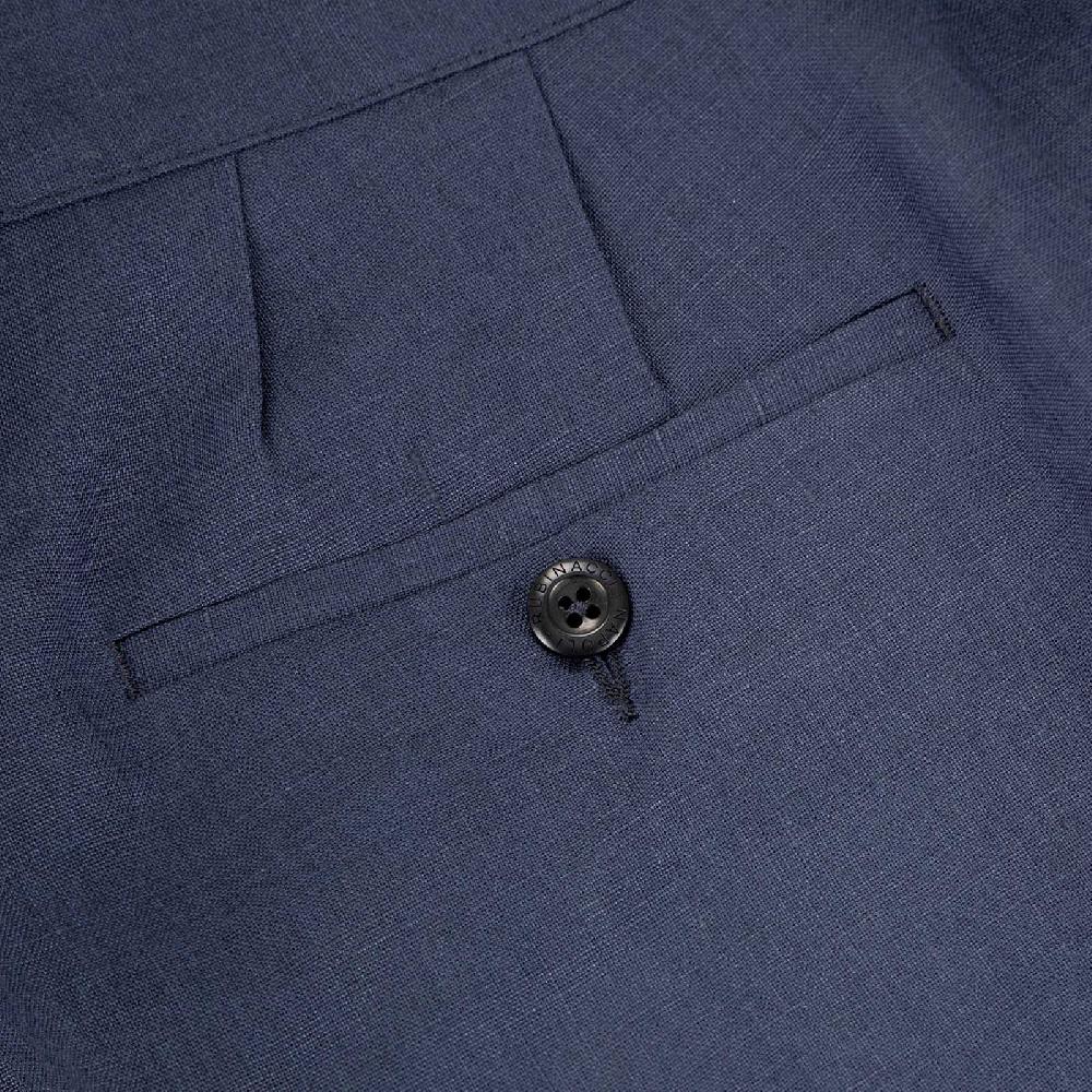 Rubinacci Pantalone Manny In Lino Blu