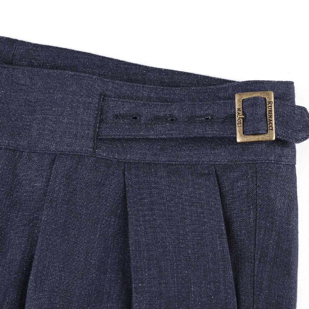Rubinacci Pantalone Manny In Lino Blu