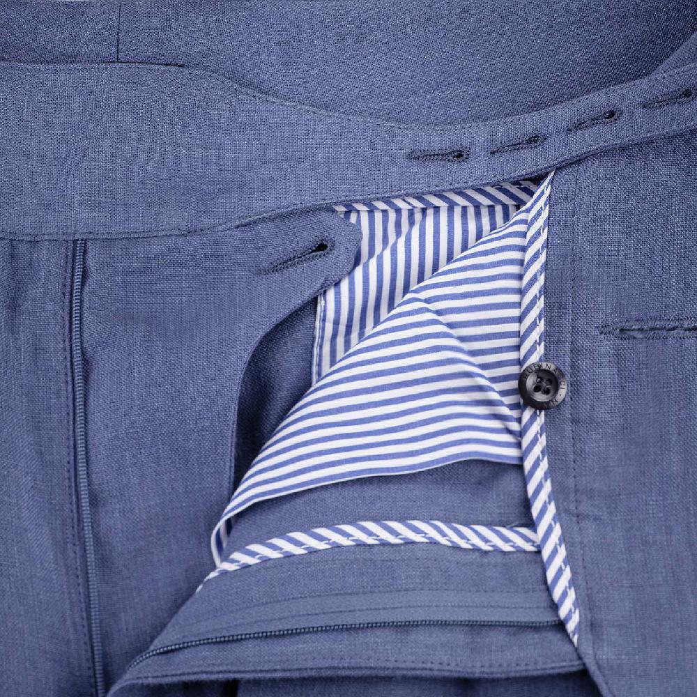 Rubinacci Pantalone Manny In Lino Denim