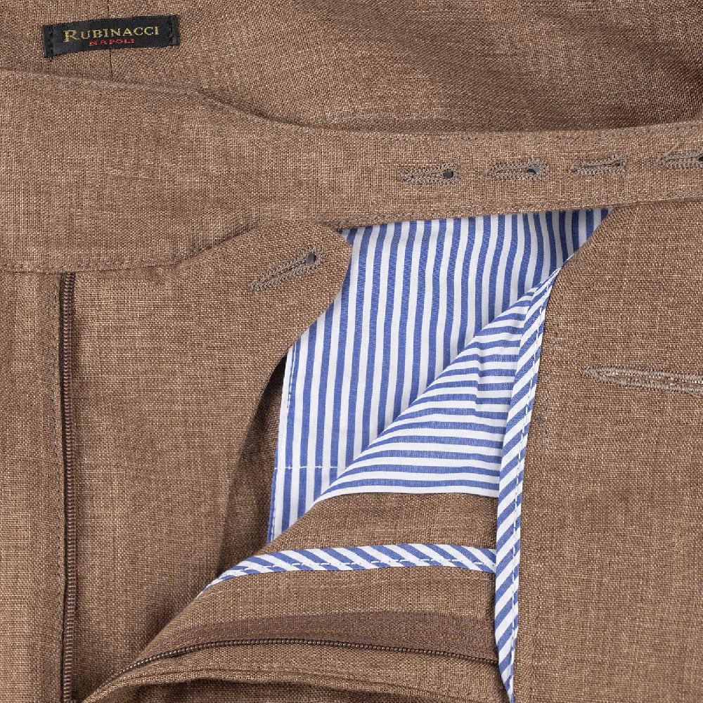 Rubinacci Pantalone Manny In Lino Tabacco