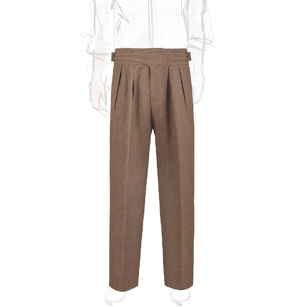 Rubinacci Pantalone manny in lino tabacco