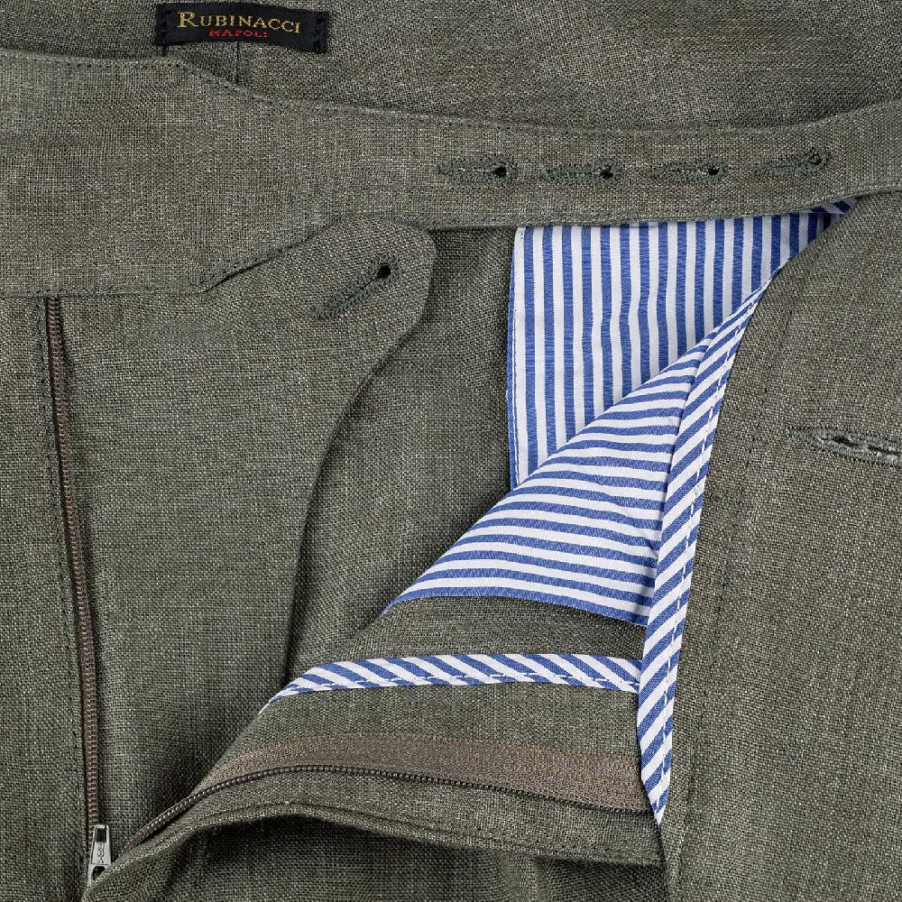 Rubinacci Pantalone Manny In Lino Verde