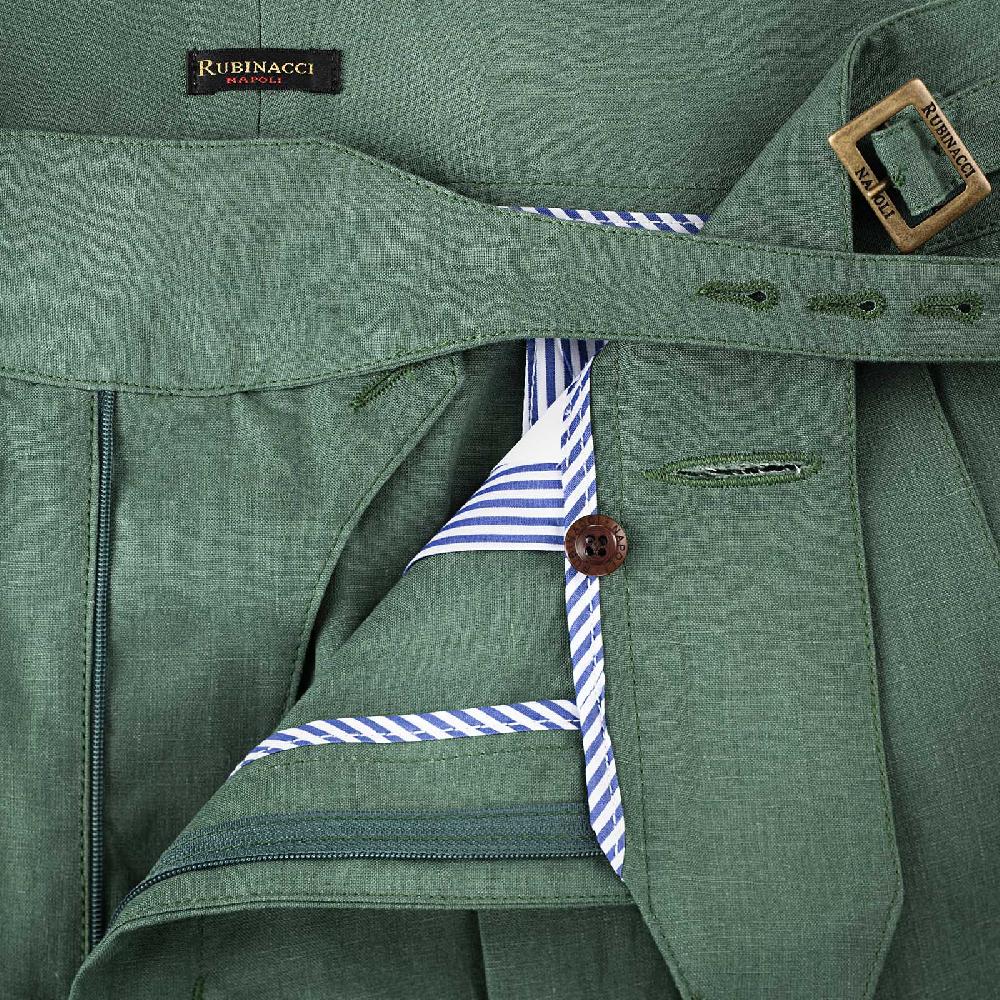 Rubinacci Pantalone Manny In Lino Verde