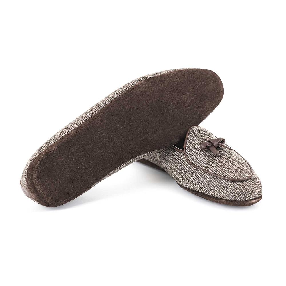 Rubinacci Pantofola Donna Pied De Poule Marrone