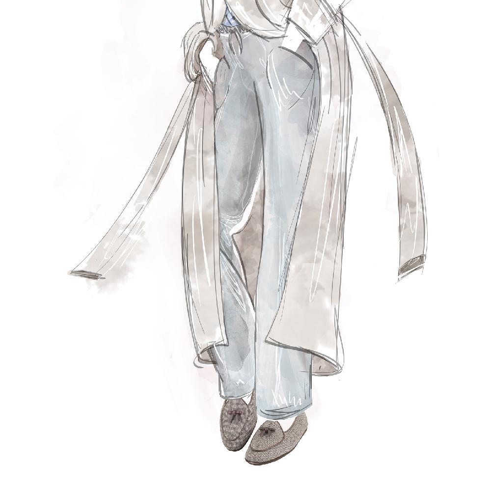 Rubinacci Pantofola Donna Pied De Poule Marrone