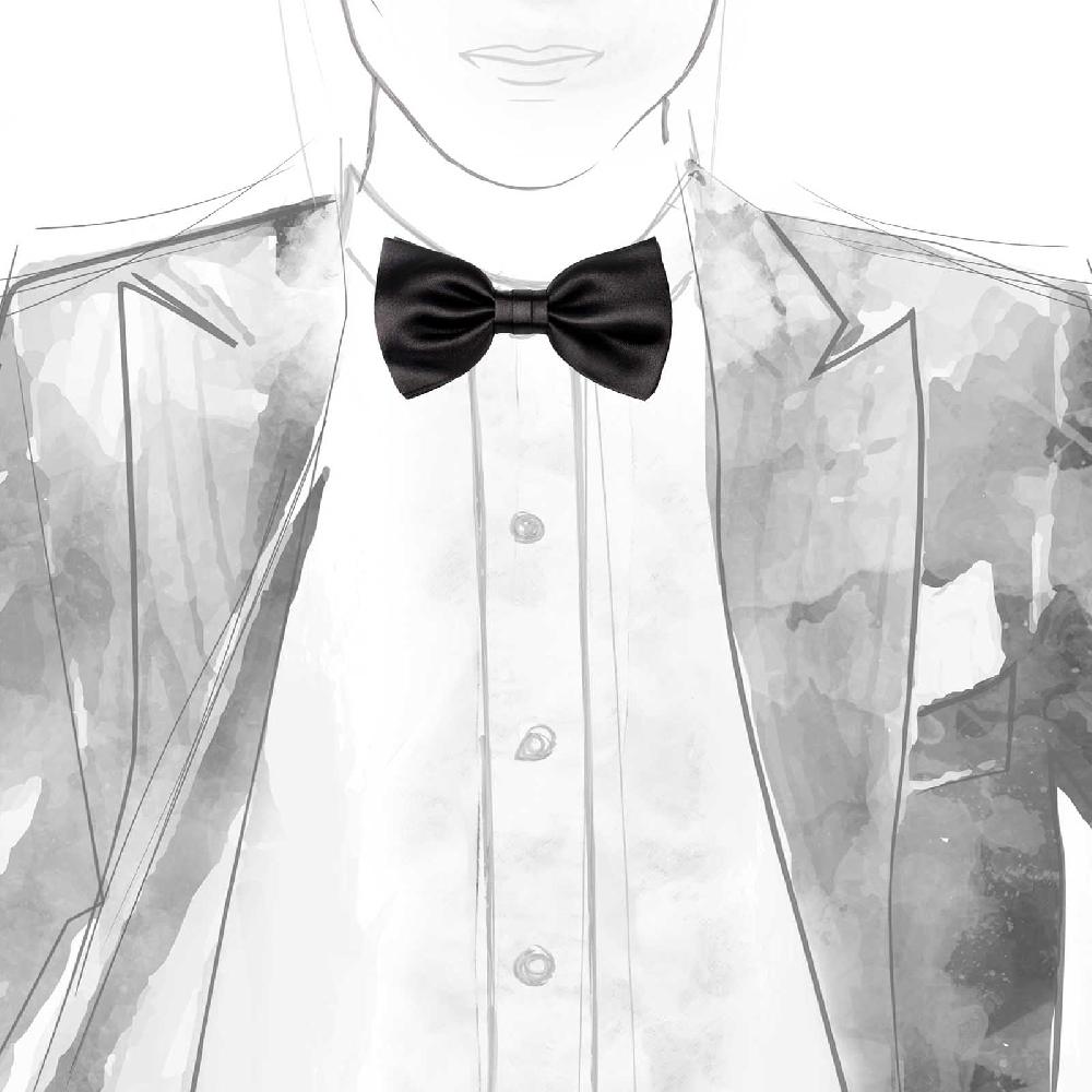 Rubinacci Papillon In Raso Di Seta Nero Fatto