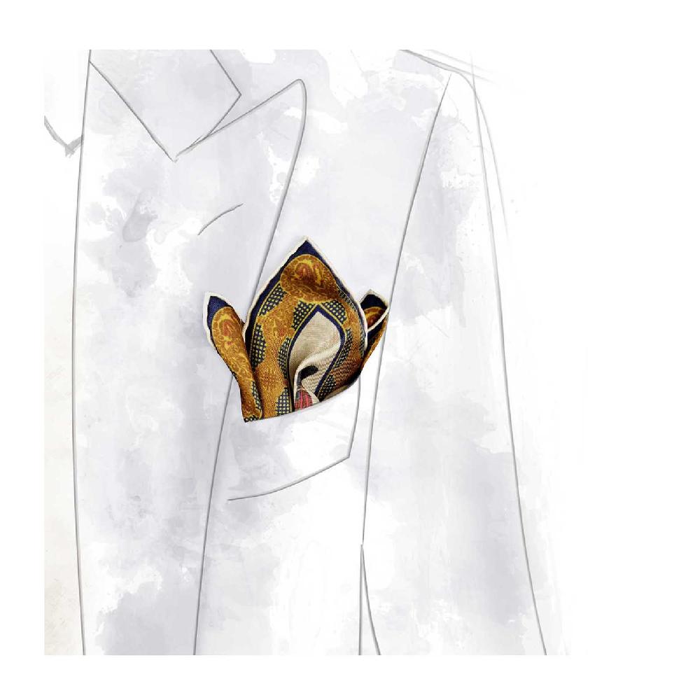 Rubinacci Pochette Samurai Blu Navy