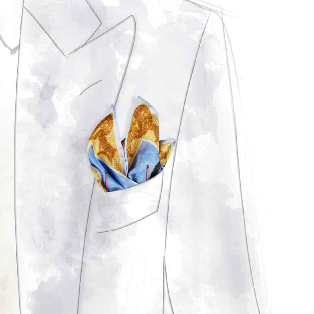 Rubinacci Pochette Samurai Celeste